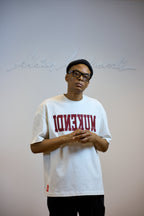 T-Shirt Mukendi-Reverse- Blanc cassé - Bordeaux Numéro 32